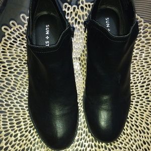 Women's Sun & Stone Black Faux Leather Boots